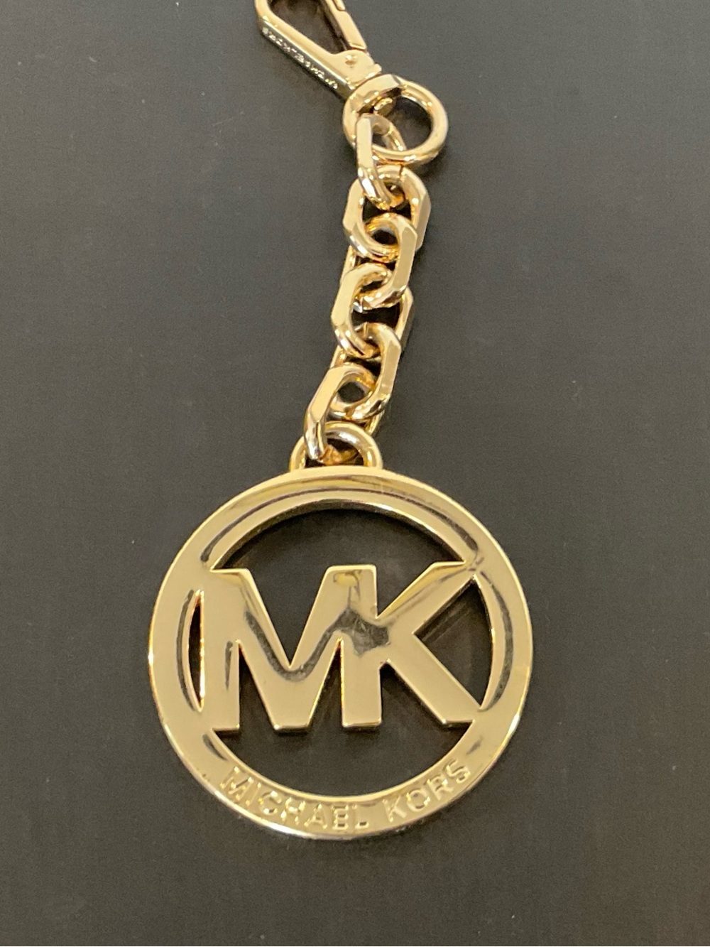 Michael Kors Gold MK Round Logo Keychain Charm FOB